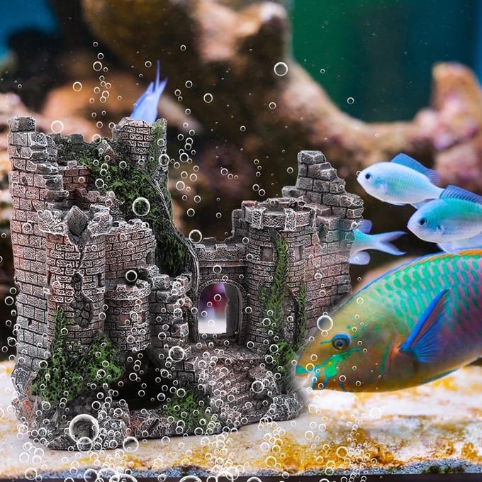 Simulatie Hars Schuilhuis Vistentank Aquarium Ornamenten Decor gray