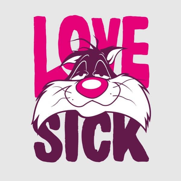 Looney Tunes Love Sick Sylvester Women's T-Shirt - Grey - L