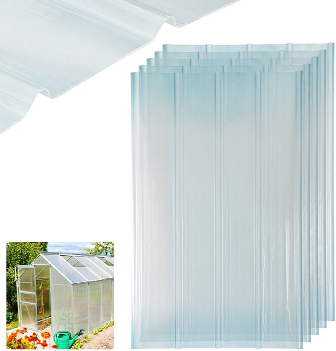 Dakpanelen - Glasvezelversterkt polyester - Golfplaat | 900 mm x 1200 mm, 2 mm dik, transparant - 5 st