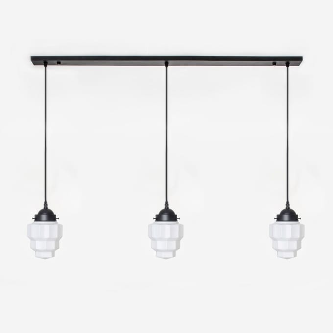 3 x Empire lampen aan plafondbalk Moonlight - Art Deco Trade