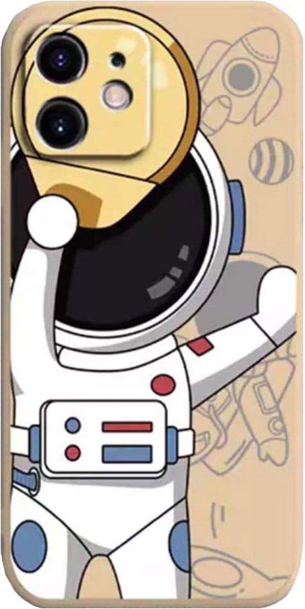 Smartphonica iPhone 12 Mini hoesje TPU met astronaut opdruk - beige geschikt voor iPhone 12 Mini
