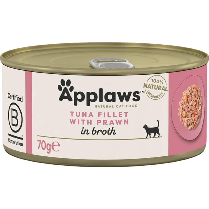 24x70g Tonijnfilet & Garnalen Applaws Kattenvoer