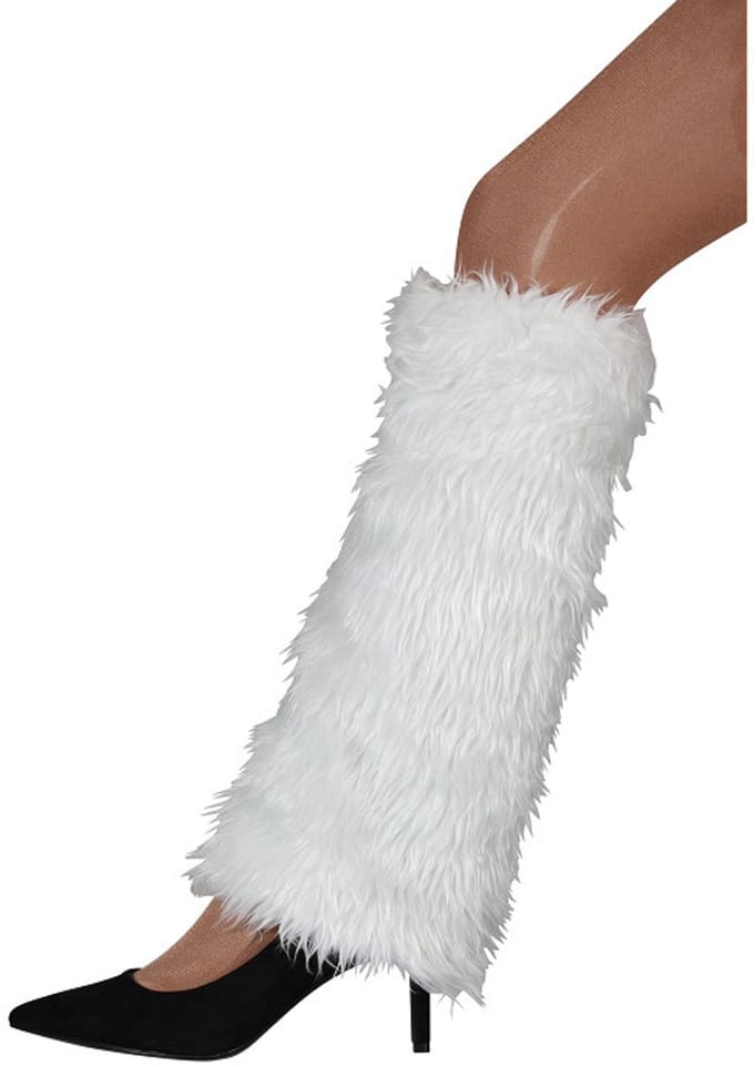 Beenwarmers Wit Bont - Pluche Volwassenen