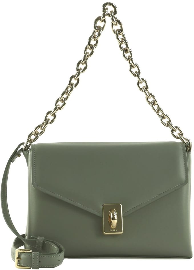 FURLA Leren Schoudertas Meridiana Crossbody Bag With Double Strap Agave b Grijs