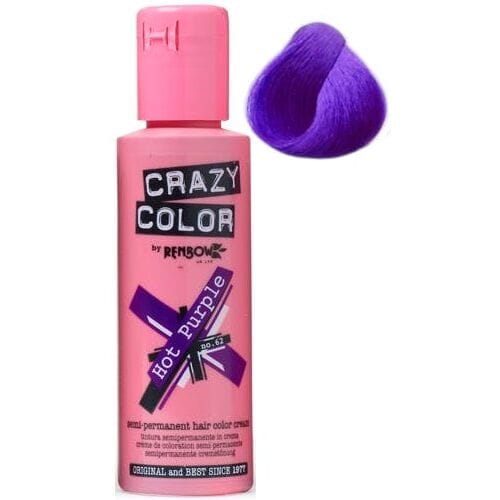 Crazy Color Semi-Permanent Hair Color Cream 62 Hot Purple 100ml