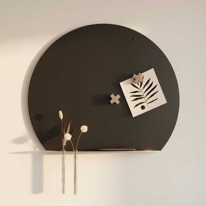 Indusigns magneetbord rond - Zwart staal - 68x58x9 cm - Industrieel & modern design