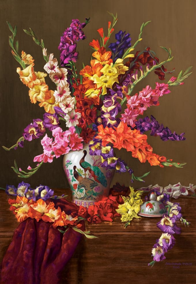 Gladioli in Chinese Vase Puzzel 1000 Stukjes