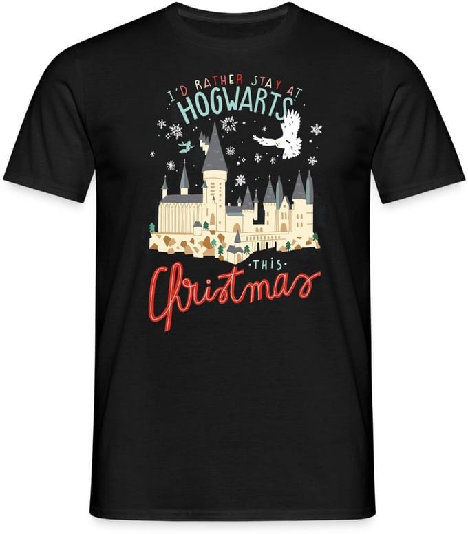Harry Potter Kerstmis Ik Blijf Liever Op Hogwarts T-Shirt Heren