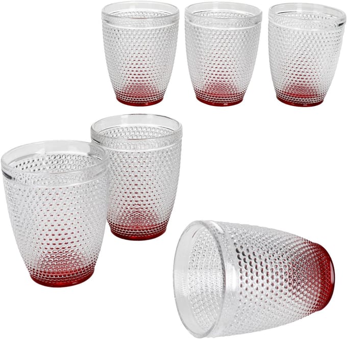 6-delig RUBIN waterglas Rood van glas – 77089