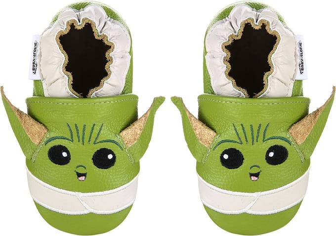 Groene leren babyslofjes van Baby-Slofje maat 24/25 - Green Yoda