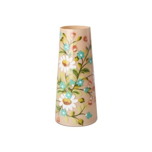 Rice glazen cilinder met handgeschilderde bloemen