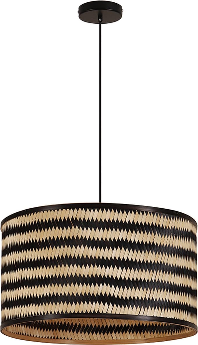 Olucia - JILDAU - Hanglamp - Zwart / Bruin - Vorm: Rond
