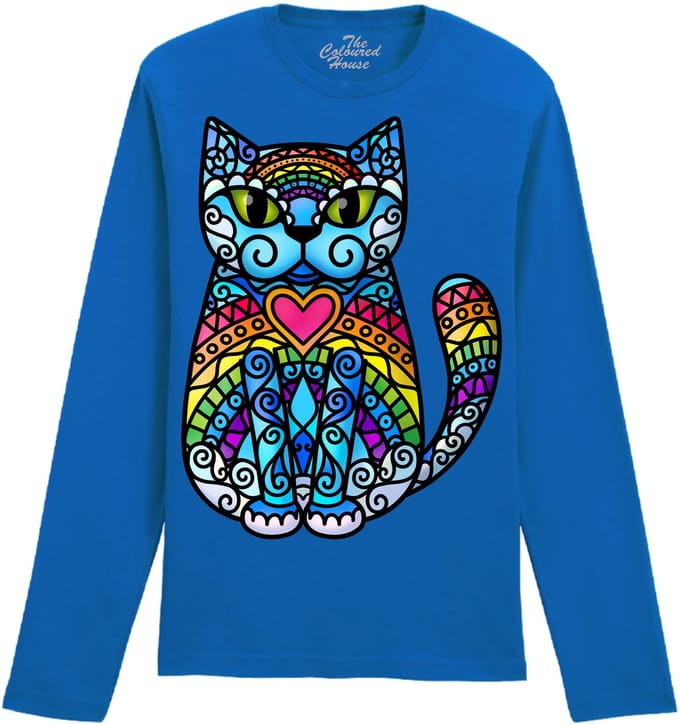 Katten Rainbow Cat The Coloured House Longsleeve T-shirt M