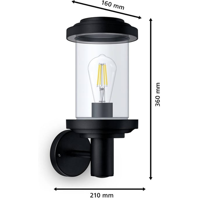 Philips Buitenwandlamp Listra - Zwart - E27