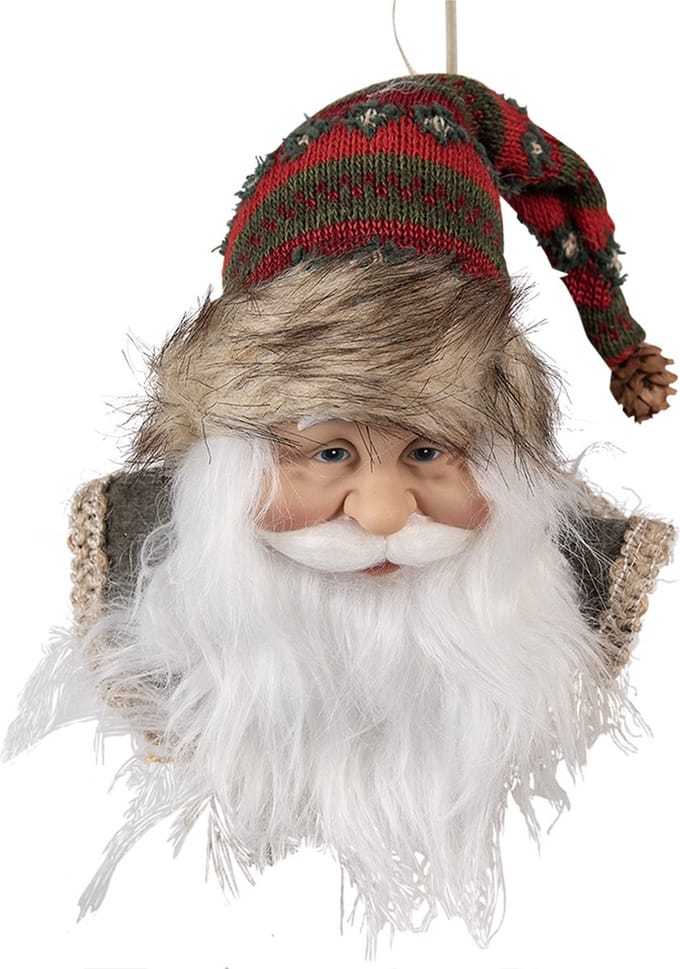 Clayre & Eef Kersthanger Kerstman 10x9x28 cm Rood Kunststof