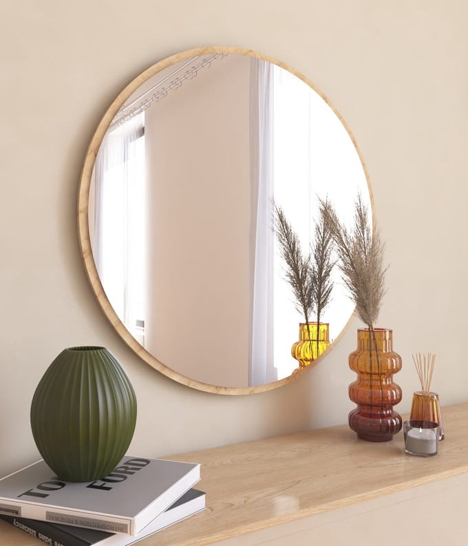 Skye Decor, Spiegel, Ozze - Natural, MDF, Naturel, 60 x 2,2 x 60 cm