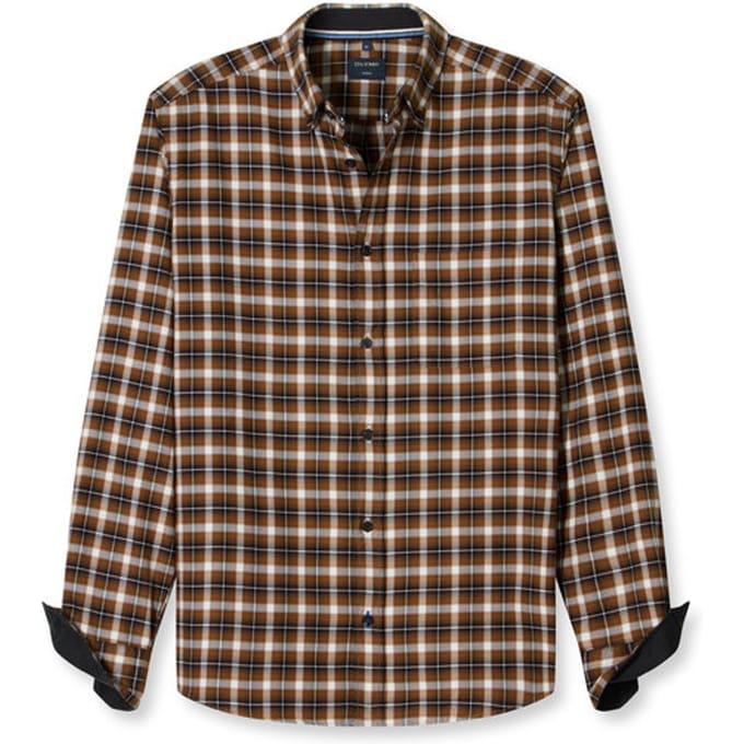 OLYMP Casual Overhemd, Regular Fit, Button-down, Nougat
