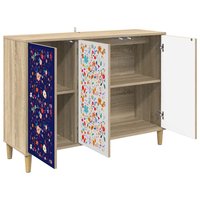 vidaXL - Dressoir - MAINZ - Sonoma - 102 - x - 33 - x - 75 - cm - Bewerkt - hout