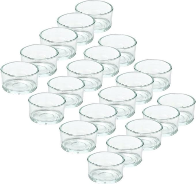 Trend Candles theelichthouder - 20x - glas - transparant - 4x3 cm - waxinelicht