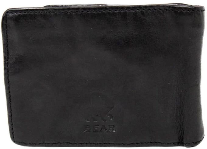 Bear Design Joep CL18839 Billfold Portemonnee - Zwart – Van leer – De Bear Design Joep is een leren billfold met een binnenflap die je omhoog klapt voor extra ruimte