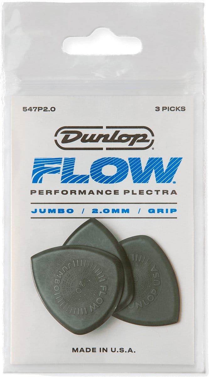 Jim Dunlop Flow - Plectrums - Jumbo Grip - Ultex 2,00 mm - Player's Pack 3 Stuks
