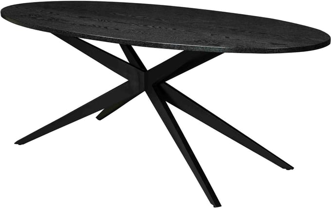 Eettafel ovaal 200cm Lexi zwart ovale tafel MDF eetkamertafel