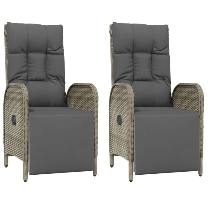 vidaXL - 7-delige - Tuinset - met - kussens - poly - rattan - grijs