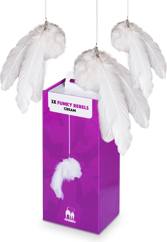 Petrebels Kattenspeelgoed Funky Rebels - 3 stuks in verpakking - Cream - Giftbox