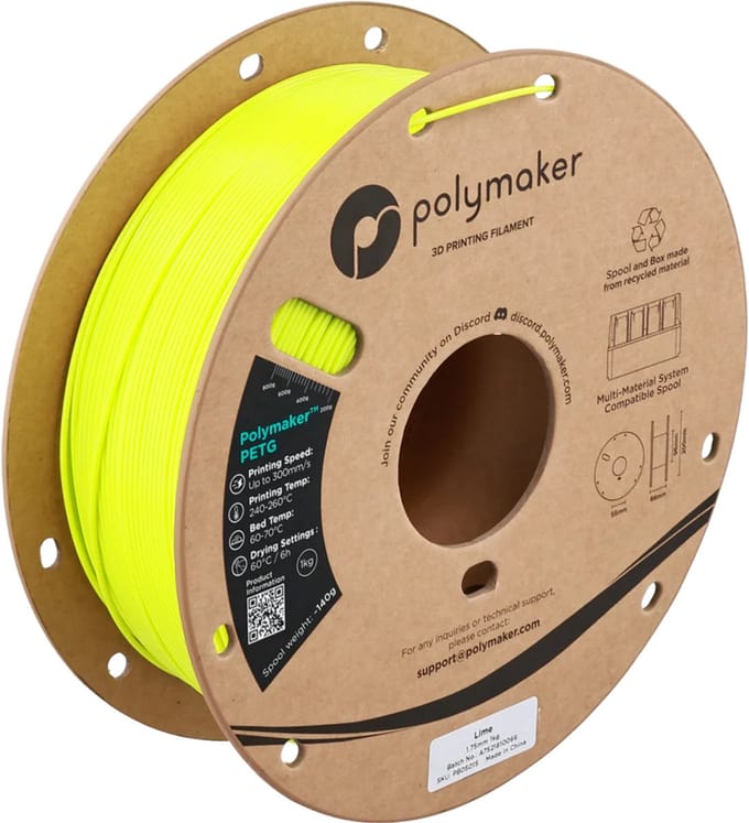 Polymaker PB01010 PolyLite Filament PETG, Hoge treksterkte 1.75 mm 1000 g Lime Green 1 rol