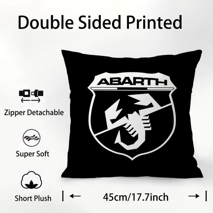 Housse d'oreiller Scorpion A-Abarth Tissu Peluche Doux Impression Double Face Housse de Coussin de Canapé Housses de Coussin Décoratif 45x45cm