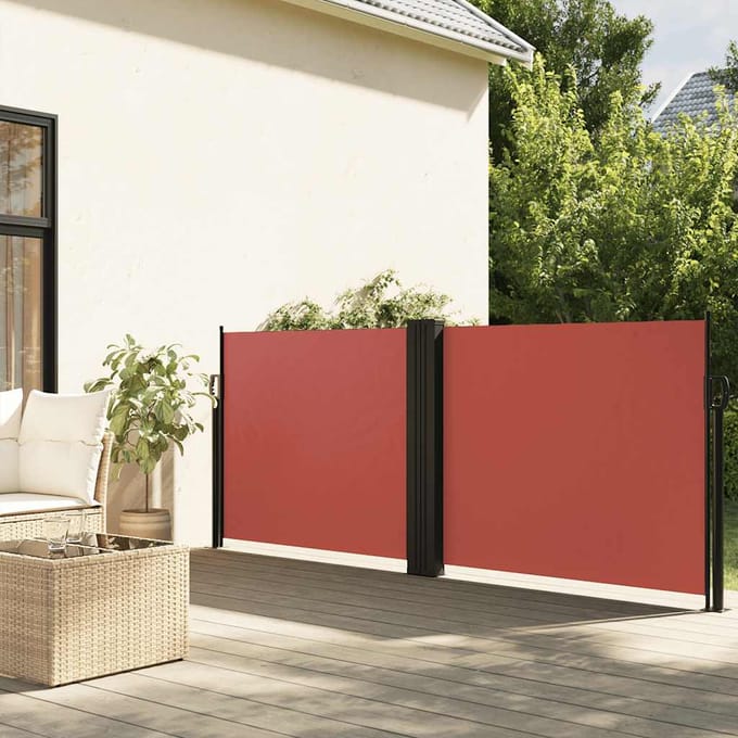 vidaXL - Windscherm - uittrekbaar - 100x600 - cm - terracottakleurig