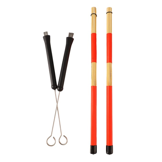 Brosse pour Tambour Bâton en Bambou Ensemble Manche Doux Instrument de Percussion Facile à Jouer Accessoires red