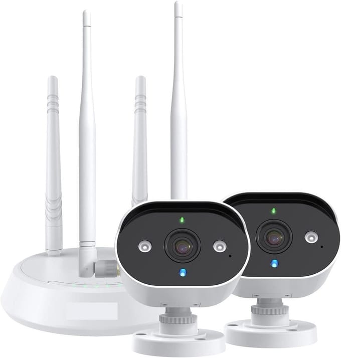 Beveiligingscamera Set - IP Camera Kit - Huisbewaking Buiten - 3K 5MP Ultra HD - 2 Camera's - Wit