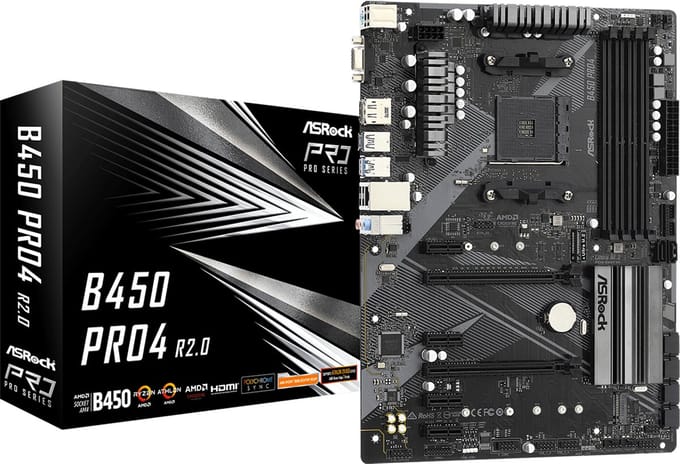 ASRock B450 Pro4 R2.0 Moederbord - AMD B450 - AMD AM4 - DDR4 RAM - ATX
