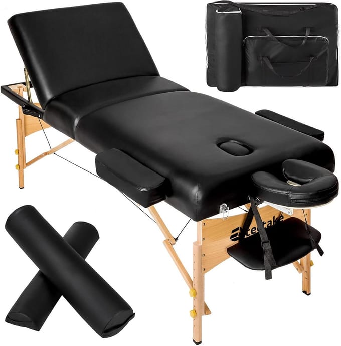 Professionele 3-Zones Massagetafel Opvouwbaar met Dik Matras en Accessoires