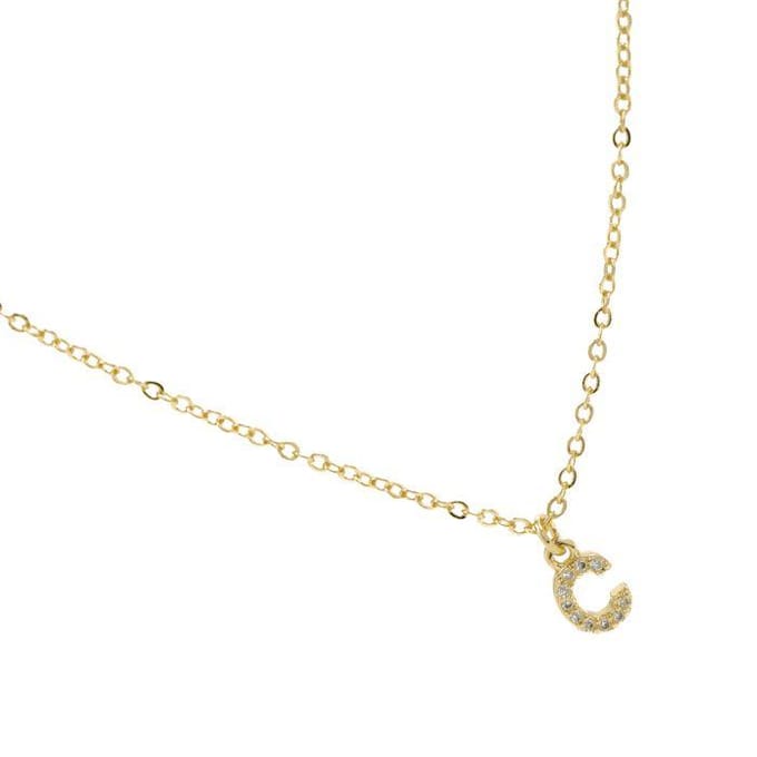 Collier Luxenter avec Zirconia brillant finition or 18k - Alphabet C beige