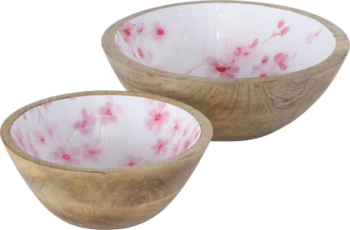 schaal Sakura set van 2 stuks voor bv chips of knabbelhapjes mangohout