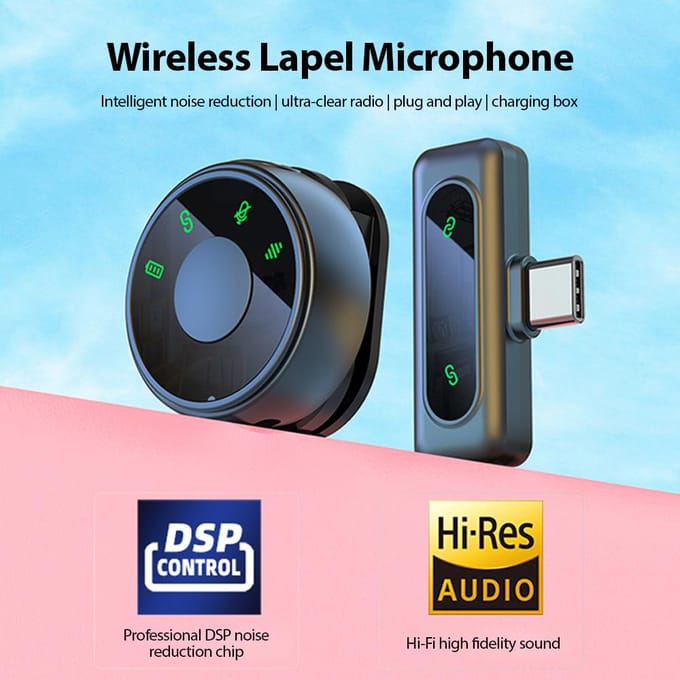 Draadloze reversmicrofoon Dubbele microfoon Clip-on microfoons Plug and Play Ruisonderdrukking Geen vertraging 1 Receiver with 1 Microphone
