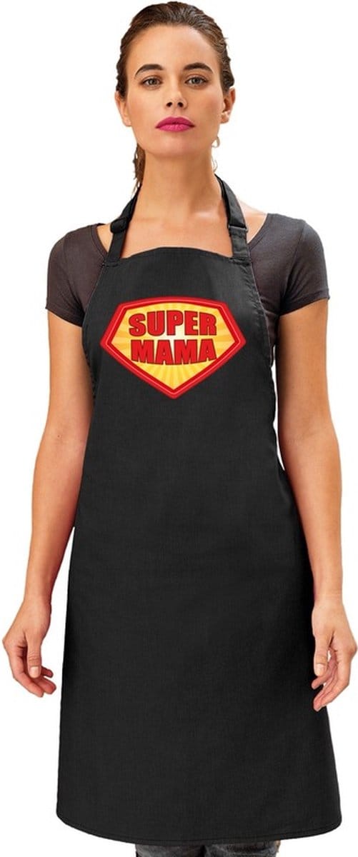 Keukenschort Super mama zwart dames