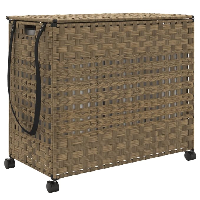 vidaXL - Wasmand - op - wielen - 66x35x60 - cm - rattan