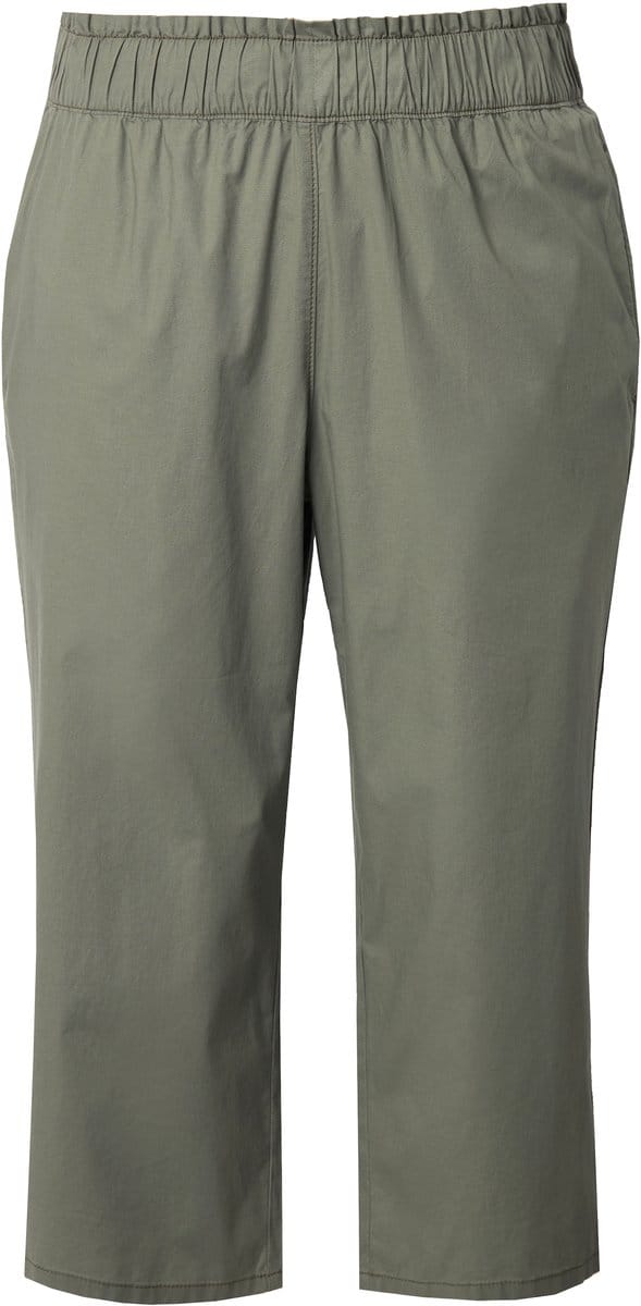 Ulla Popken - Dames - Culotte Rose wijde pijpen elastische tailleband volant - Olijfgrijs - Maat 42+