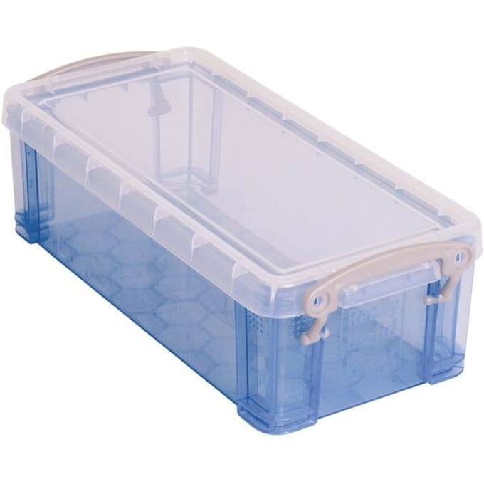 Really Useful Box 0.9 liter | transparant blauw