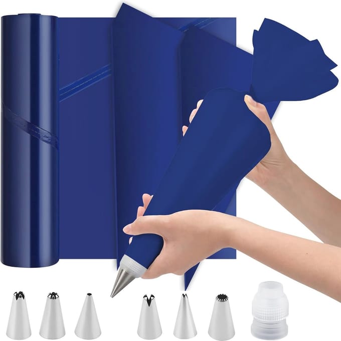 Wegwerp spuitzakken set met spuitmondjes - 50 stuks extra groot 51,5 cm - voor taartdecoratie