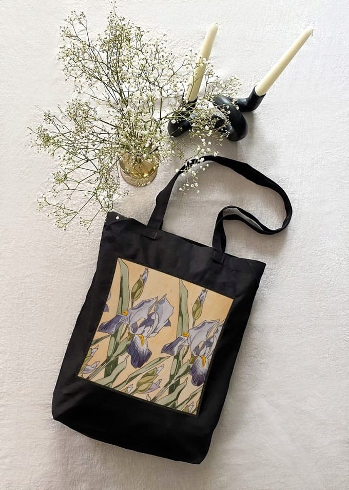 Shopper Tas met Koloman Moser Irys Print - Katoen, 38x41cm