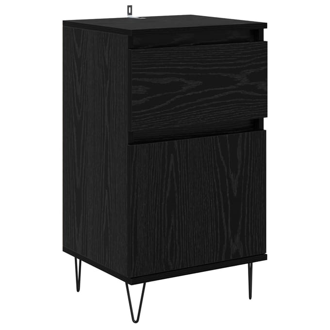 vidaXL - Dressoir - Zwart - eiken - 35 - x - 40 - x - 70 - cm - Bewerkt - hout