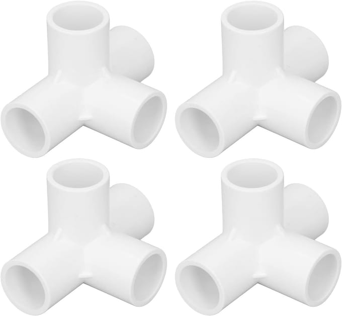 PVC Fittingen - Pijpconnectoren - Meubelbouw - 4-Weg Verbinding - 25 Mm - Wit