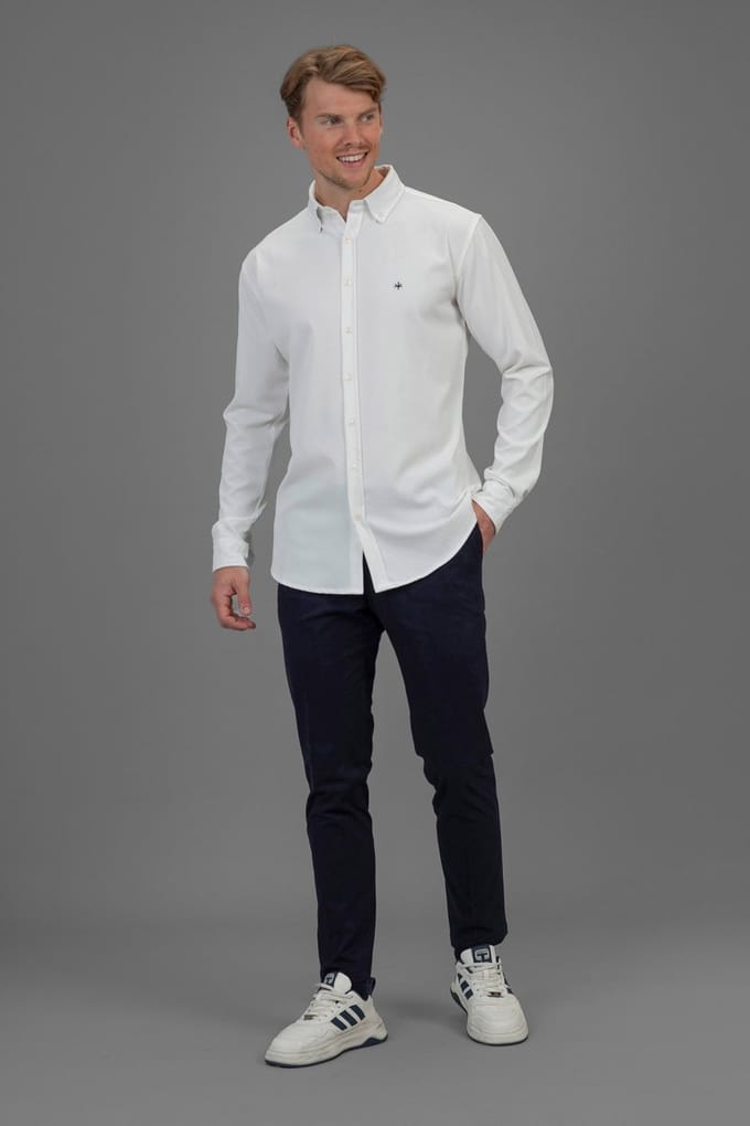 Laurent Vergne - Heren - Overhemd - Viscose - Wit - maat M - Slim fit