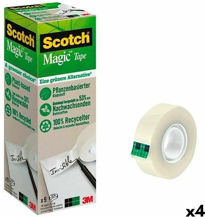 Plakbandset Scotch Magic Transparant 9 Onderdelen 19 Mm X 33 M (4 Stuks)