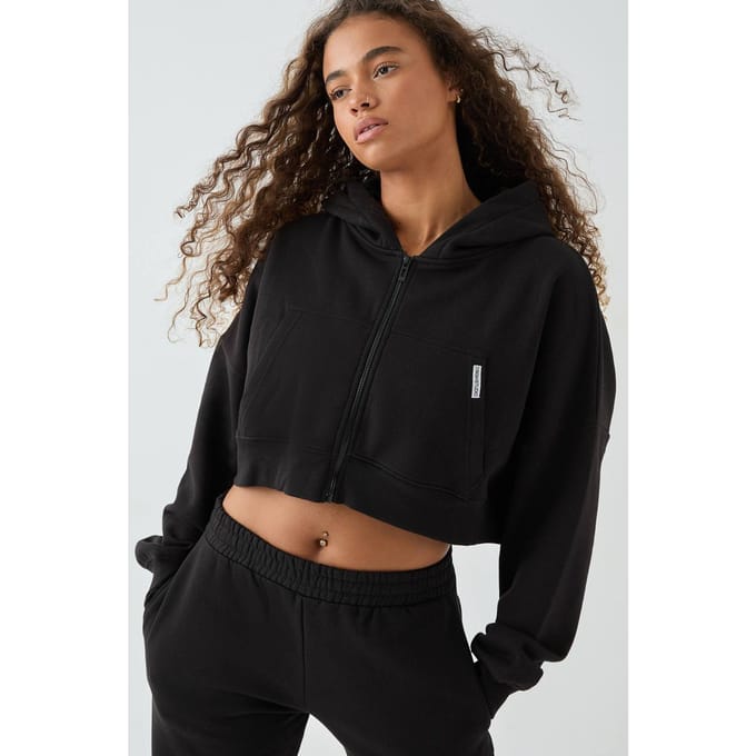 Dames DSGN Studio Boxy Crop Hoodie | Zwart | Maat: Large