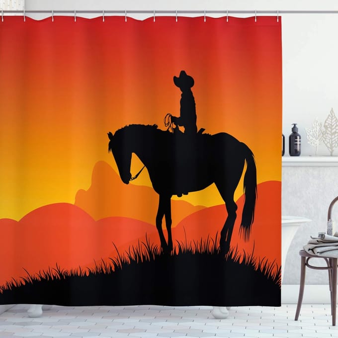 ABAKUHAUS Silhouette Douchegordijn – Zwart – 175x180 cm – 100% Polyester